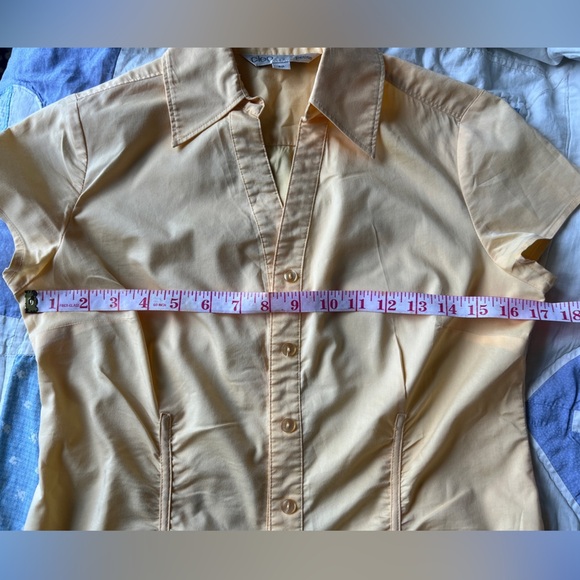 Cleo Womens Butter Pastel Yellow Button-Up Short Sleeve Shirt Small Office Siren - Picture 4 of 7